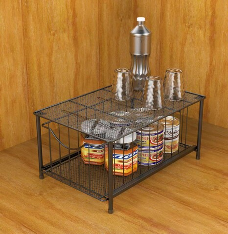 Houseware Stackable Cabinet Basket Drawer Organizer,Stackable Kitchen Storage Sliding drawer organizer,Pull-Out Basket,Steel